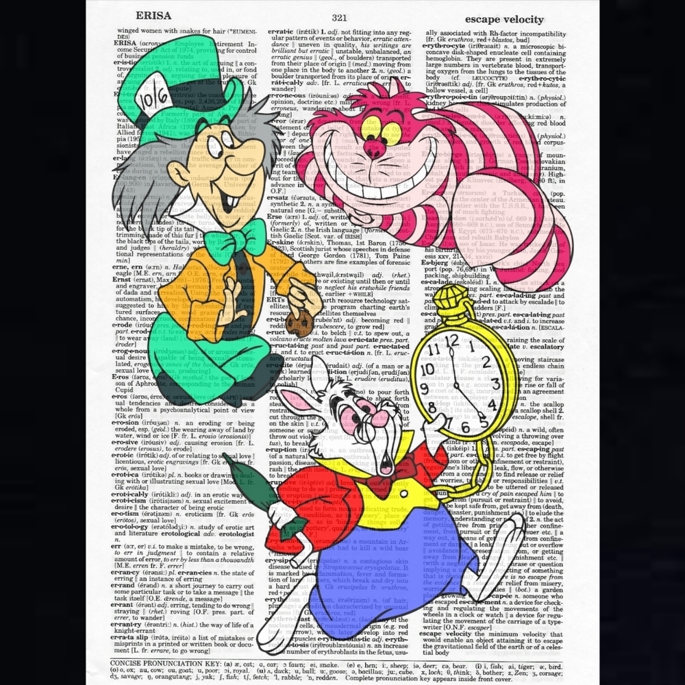 Alice in Wonderland Crew Vintage Dictionary Art Pri…
